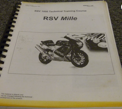 1999 Aprilia Rsv Mille 1000 Manuale Corso Di Formazione Moto Oem - Foto 3 di 3