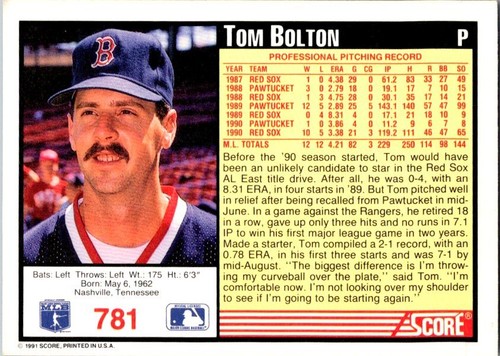 1991 Score Baseball Pick your favorite player to add to your collection #678-893 - Picture 173 of 349