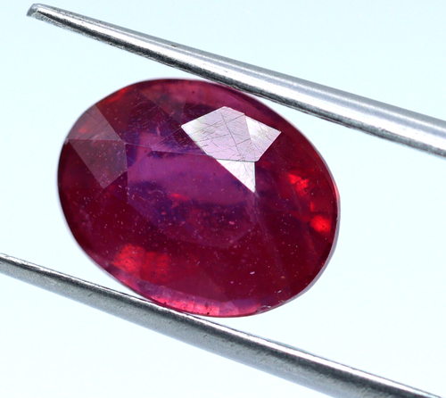 6.45 Ct Natural Pinkish Red Ruby Transparent Loose Oval Cut 12x9 MM Gemstone - Picture 6 of 10