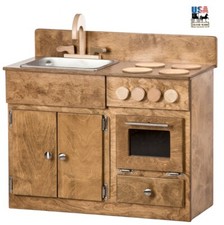 KITCHEN SINK STOVE  OVEN Amish Handmade Wood Play Furniture Harvest Finish USA