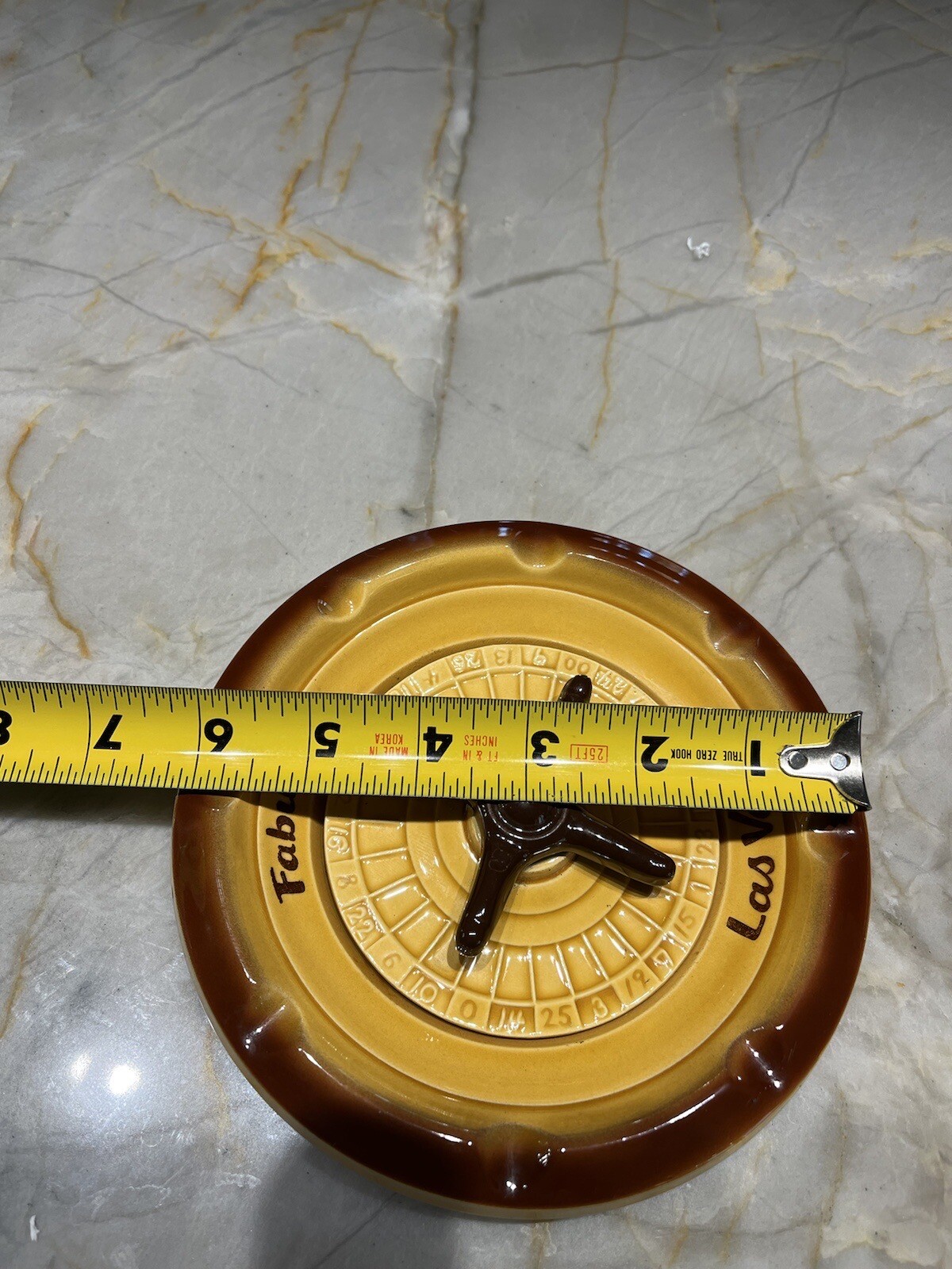 Fabulous Las Vegas Roulette Wheel Ashtray Ceramic Wheel Spins 6.5