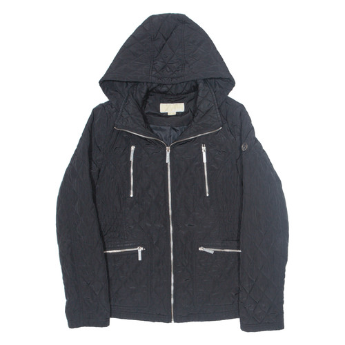 MICHAEL KORS Insulated Womens Quilted Jacket Black Hooded S