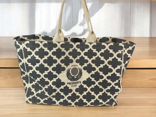 FedEx President’s Club Large Canvas Tote Bag Employee Award Grey Eagle USA - Picture 1 of 8