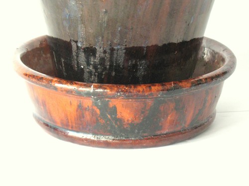 Antique Signed John Bell Redware Pottery Flower Pot Attached Saucer Shenandoah - Picture 7 of 9