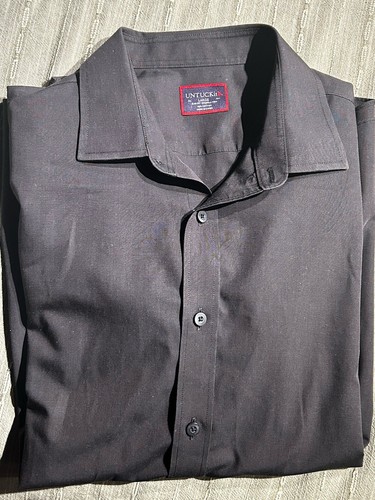 UNTUCKit Shirt Mens Large Black Sherwood Cotton Slim fit Long Sleeve Button Up - Picture 6 of 9