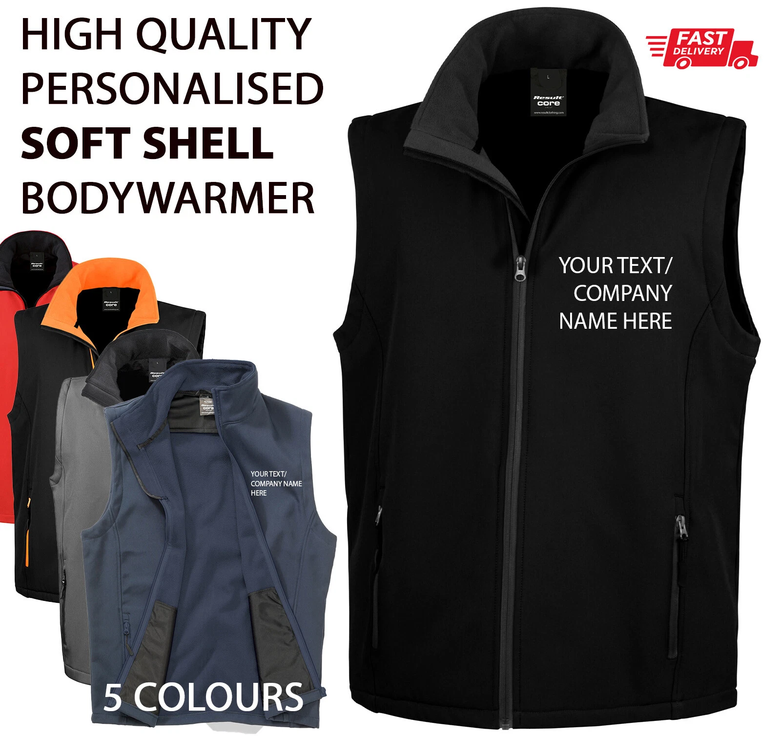 Custom Personalised SOFTSHELL Bodywarmer Smart Work Wear Company TEXT Warehouse
Opens in a new windo