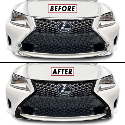 Chrome Delete Blackout Overlay for 2015-18 Lexus RC Front Bumper Grill Trim - Image 1 of 4