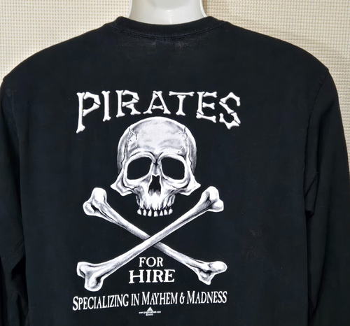 Vtg Outer Banks Shirt Adult Medium Black OBX Pirates for Hire Skull Crossbones - Picture 5 of 11