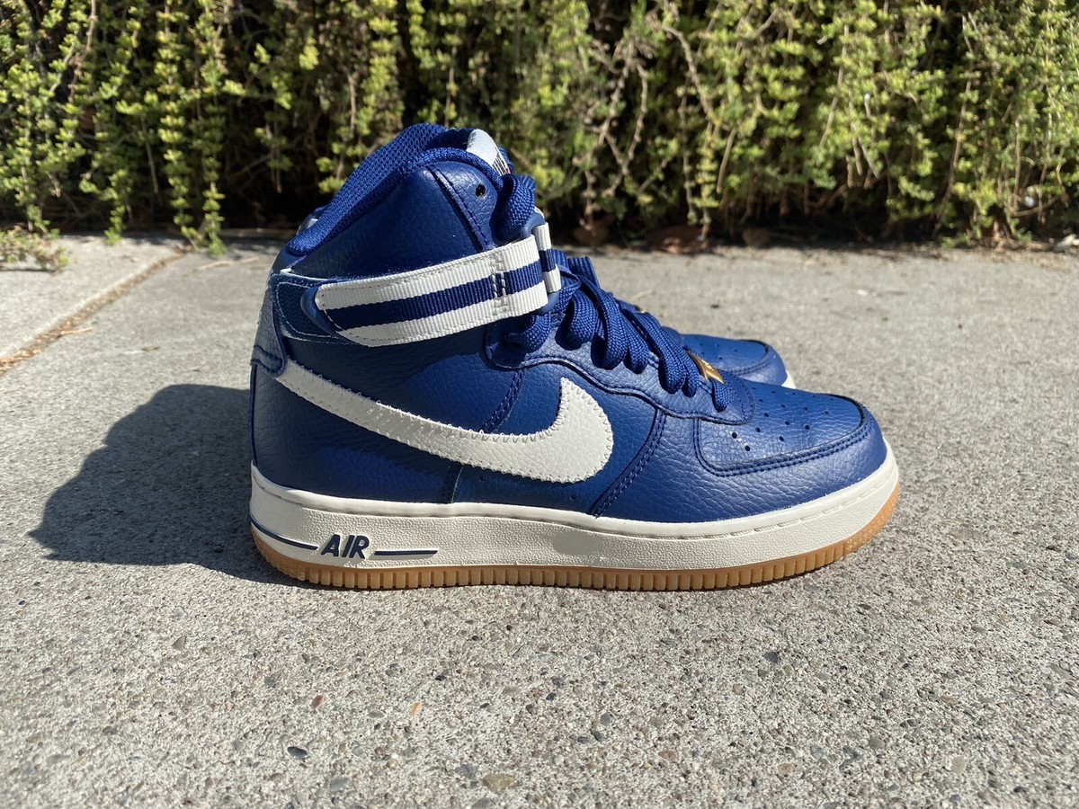 dark blue high top air force ones