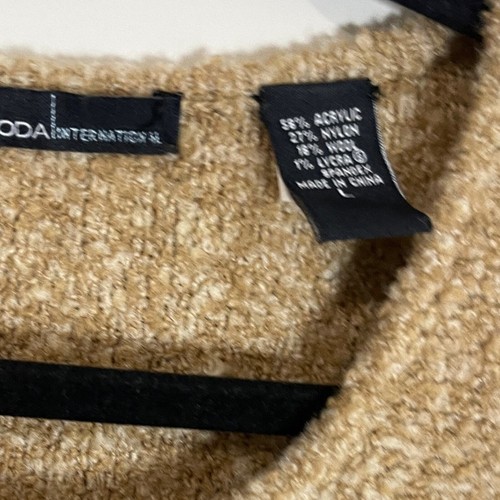 Moda International Womens Sweater Size Large Tan Wool Blend Keyhole Knit Top - Picture 3 of 7