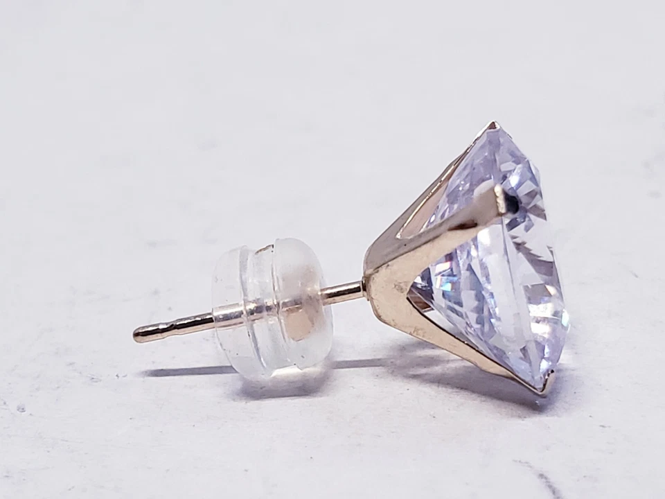 Серьги-гвоздики hsn Absolute™ 14K 6,5 карата кубический цирконий 88 граней подушка 3/8 дюйма L x 3 - Изображение 4 из 4