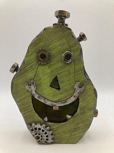 Halloween Jack-O-Lantern Pumpkin w/ Smiley Face Happy Steam Punk Table Top Decor