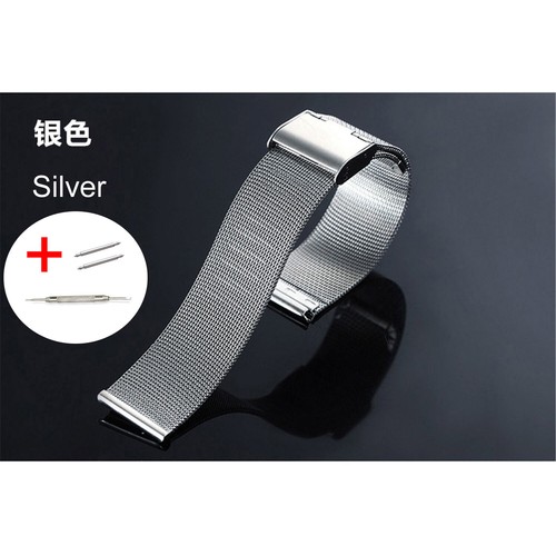 24mm 8-21mm 22mm Mesh Loop Meshed Band 0.4Wire Stainless Steel Metal Watch Strap - Picture 17 of 17