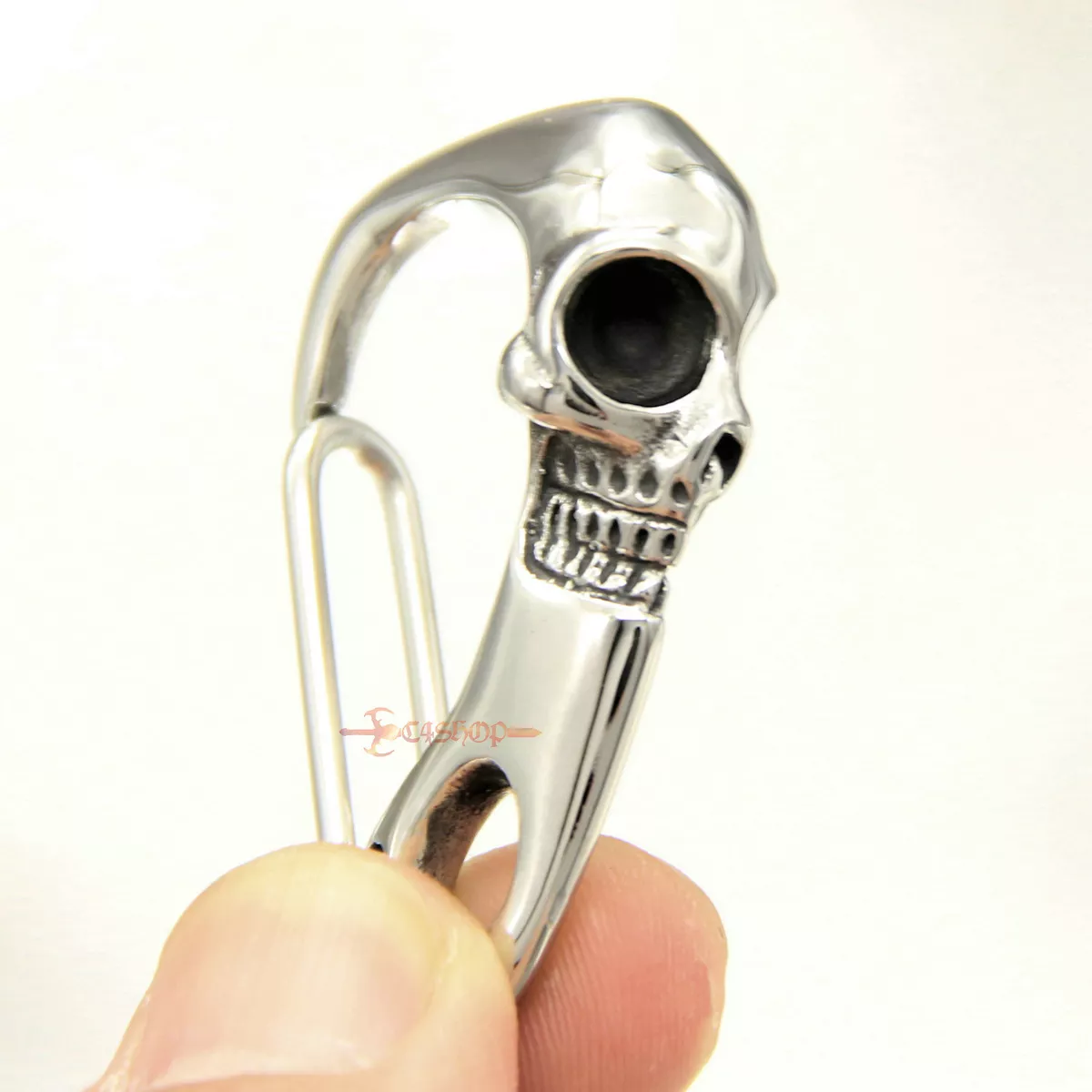 Vintage Stainless Steel Skull Clasp Carabiner Wallet DIY KeyChain Hook Clip