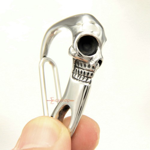 Stainless Steel Skull Carabiner Lobster Clasp CLIP EDC DIY Keychain Wallet Chain - Picture 3 of 13