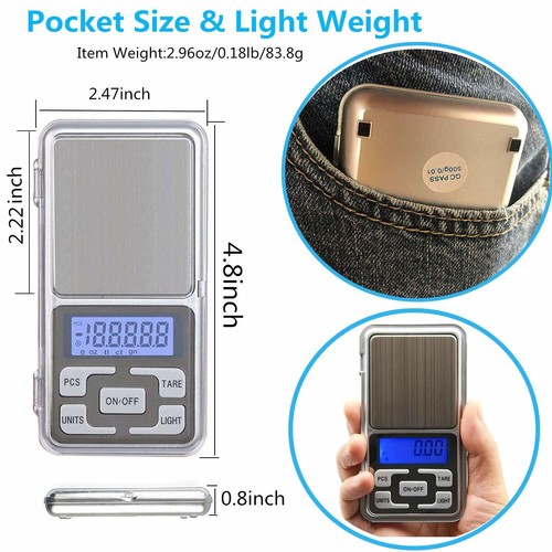 Portable 500g x 0.01g Mini Digital Scale Jewelry Pocket Balance Weight Gram LCD - Picture 4 of 12