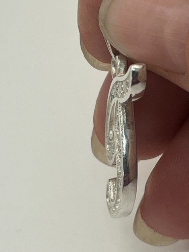 Iniziale "T" corsivo 1,25" con zirconi in argento sterling 925 - Foto 2 di 8