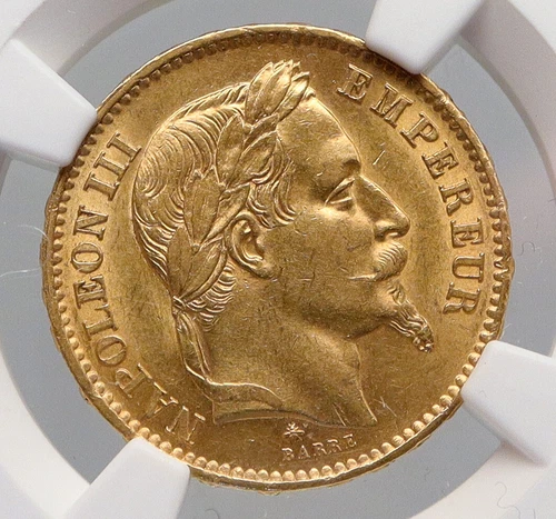 1867 A FRANCE Emperor NAPOLEON III Antique Gold 20 Franc French NGC Coin i91642