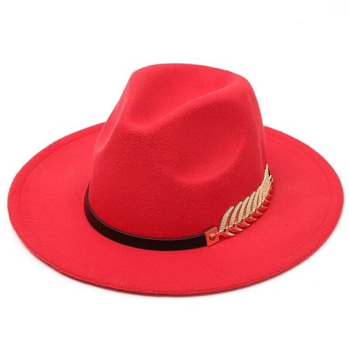 Woolen Women Fedoras Leaf Decoration Hat 12 Colors Jazz Church Cap Hats - Picture 4 of 23