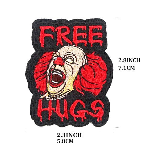 FREE HUGS Pennywise Clown - gestickter Aufnäher Bügelbild - NEU Versand enthalten - Bild 3 von 5