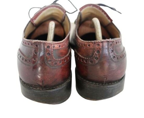 $550 CALZOLERIA HARRIS Burgundy Leather Oxfords Brogues Square Cap Toe Barneys - Picture 7 of 12