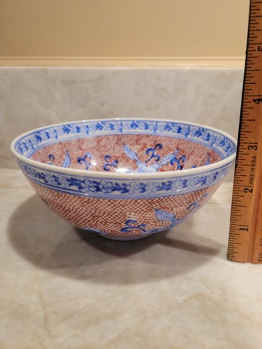 Vintage Japan Hand Painted Porcelain Ware Floral Bowl Decorated In Hong Kong - Picture 3 of 5