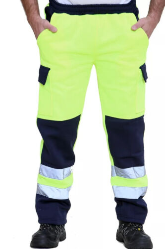 PANTALONE UOMO HI VIS VIZ JOGGERS SLIM FIT KANGRO CONTRASTO SICUREZZA LAVORO FONDO - Foto 13 di 16