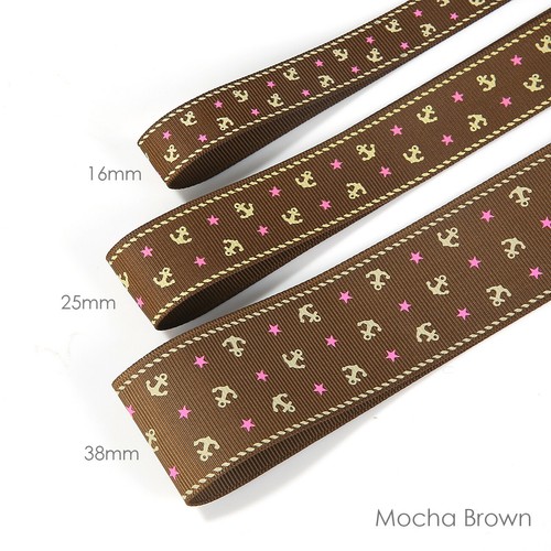 Nautical Anchor Stars Pattern Design Grosgrain Ribbon Trim,16,25,38mm, Neotrims - Picture 9 of 9
