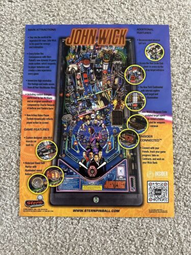 Official Stern John Wick Pinball Machine Premium Edition Flyer Brochure Ad - Picture 2 of 2