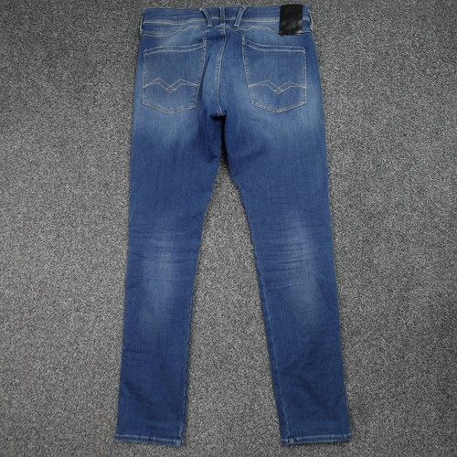 Pantalones de mezclilla Replay Anbass azules para hombre talla 32 32x32 ajustados cónicos lavados a la piedra - Imagen 6 de 22