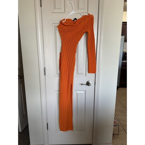 Michael Costello x REVOLVE Seana Asym Maxi Strick Kleid Small Strand Boho Orange W1 - Bild 4 von 5