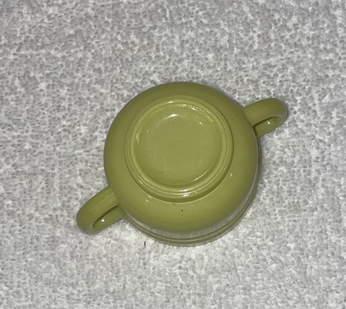 Hazel Atlas Little Hostess Sierra Moderntone Platonite Yellow Open Sugar Bowl - Picture 3 of 5