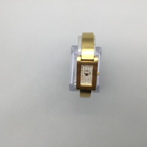 Anne Klein Tank Watch Women 17mm Gold Tone Bling Dial New Battery 6.25" - Picture 3 of 16