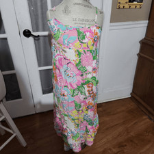 Lilly Pulitzer For Target Girls Pink Floral Smocked Tank Dress Large 10 12