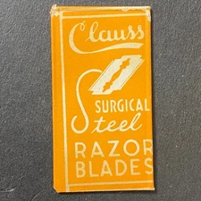 Clauss Surgical Steel Shaving Razor Blade Packet c1940's Fremont, OH