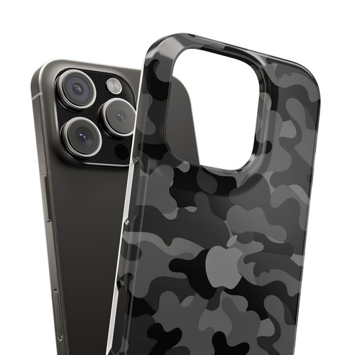 Funda delgada gris iPhone, diseño camuflaje premium, acabado brillante - Imagen 10 de 73