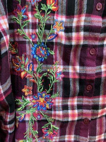 ❤️The Pioneer Woman XXL Flannel Shirt Long Sleeve Button Front Floral Embroidery - Bild 4 von 11