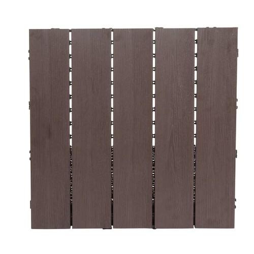 B-Ware WPC Bodenfliese MCW-E20, Holzoptik, 4x je 50x50cm = 1qm, dunkel-braun - Bild 2 von 5
