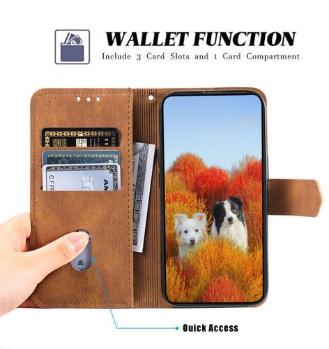 Flip Splice Leather Wallet Cover Case For Motorola G22 G50 G71 G10 G20 E7 G7 G31 - 第 3/17 張圖片