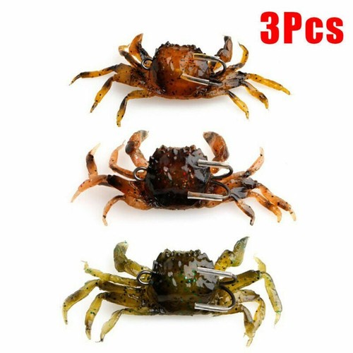 3 x PEELER 3D MANIC CRAB LURE 4/0 DOUBLE HOOK BOAT WRECK BEACH FISHING - Picture 1 of 5