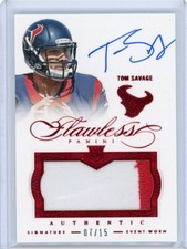 2014 Panini Flawless TOM SAVAGE Rookie Patch Auto /15 - Houston Texans