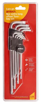 New 9Pc Offset Security Torx Star Key Set Allen Satin Finish Hardened Tempered