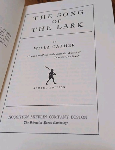 Song of the Lark Willa Cather [Houghton Mifflin] Clothbound Sentry 28 Ed 1963 - Bild 9 von 14