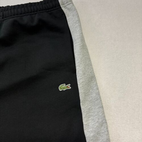LACOSTE Men Heavy Fleece Sweatpants Pants 4XLT Stripe Logo Black/Grey NWT $130 - Picture 3 of 8