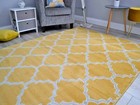 Small Extra Large Gold Mustard Ochre Rugs Floor Carpets Trellis Design Pattern