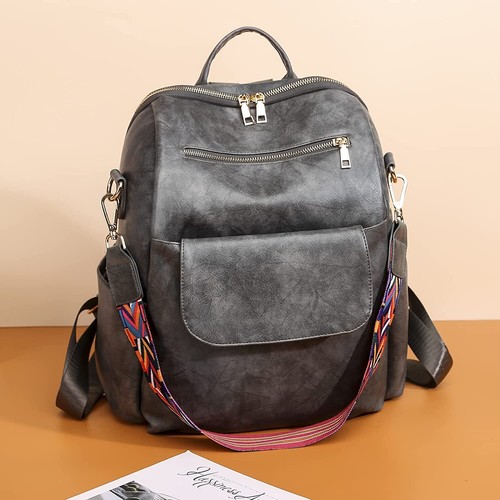 Women's Ladies Pu Leather Backpack Travel Shoulder Bag Handbag Satchel Casual - Afbeelding 22 van 25