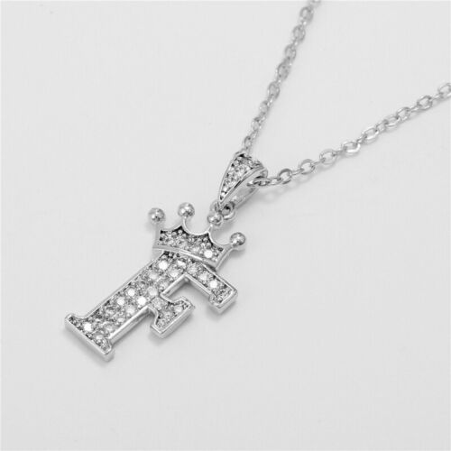 Collar colgante corona letra inicial cristal A-Z mujer moda fiesta joyería - Imagen 44 de 64