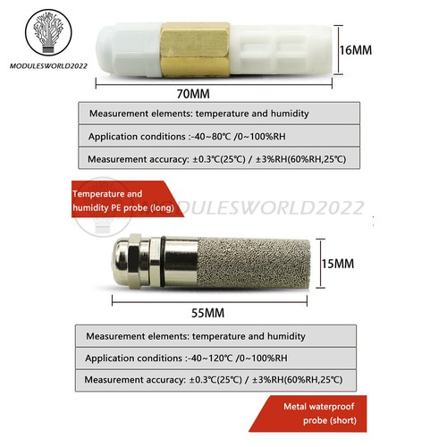 DC 5V-28V Temperature and Humidity Sensor Waterproof Probe RS485 MODBUS RTU - Picture 6 of 18