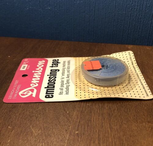 VINTAGE Dennison Embossing Tape Refill Replacement Roll - 12 Feet BLUE 3/8” NEW - Picture 7 of 9
