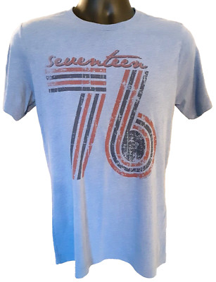 Texas True Threads T Shirt Mens Size M ''Seventeen 76'' Blue Graphic
